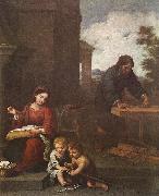 MURILLO, Bartolome Esteban Holy Family with the Infant St John dh oil